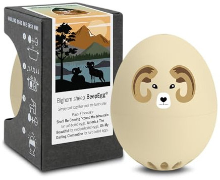 Bighorn Sheep BeepEgg – Egg Timer for Boiling Eggs – Musical Egg Cooker for Soft, Medium, Hard Boiled Eggs – Food Safe – Singing Floating Egg Timer – Egg Cooker for 3 Levels of Doneness - Brainstream