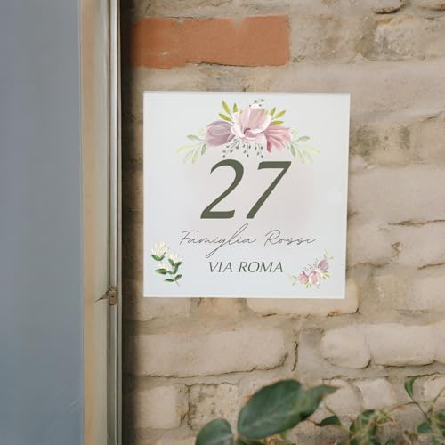 Numero Civico Personalizzato con Via Nome Famiglia Piastrella Mattonella Targa Targhetta in ceramica da esterno interno Casa Residence Villaggio B&B (Grafica 1)
