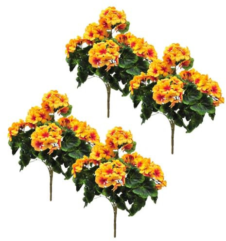 2/4/6 Stück künstliche Begonienblumen for den Außenbereich, künstliche Begonienblumen aus Seide, UV-beständig, verblasst nicht, Kunstseidenblumen, for Zuhause, drinnen und draußen, Garten, Hochzeit, T