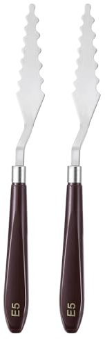 sourcing map 2pcs E5 Painting Palette Knife Stainless Steel Art Spatula Painting Pallet Knives Scrapers Tools with Plastic Handle for Acrylic Oil Canvas Mixing Spreading