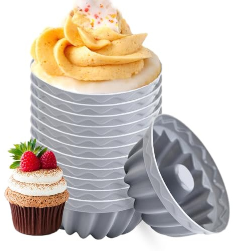 Pirottini in silicone per muffin in silicone per cuocere – Pirottini per muffin in silicone, 12 pezzi, riutilizzabili e antiaderenti per Halloween,