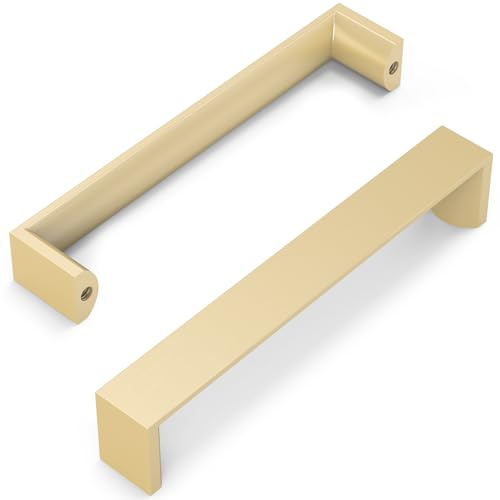 FURNIWARE 10 Stück Möbelgriffe, Messing 128mm Lochabstand Schrankgriffe Küchengriffe Griffe Möbel Schubladengriffe Griffe für Küchenschränke Schränke Schubladengriffe