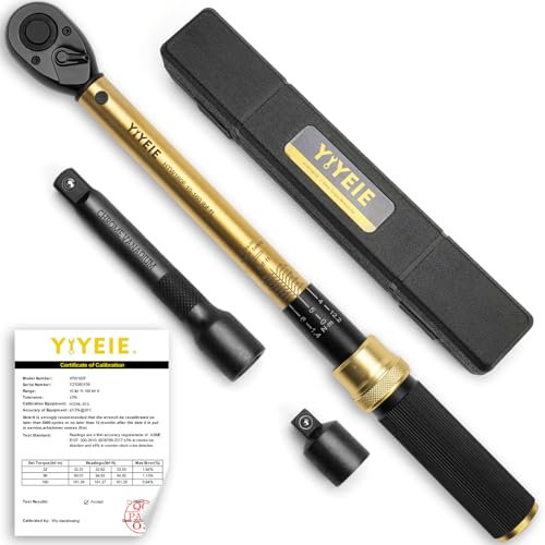 YIYEIE Drehmomentschlüssel 1/2 Zoll, 10-160 FT.LB(10-227 Nm), ±3% Toleranz Drehmomentschlüssel Auto Set, 72 Zähne Torque Wrench Inkl. Verlängerung, Adapter für Auto/Motorrad