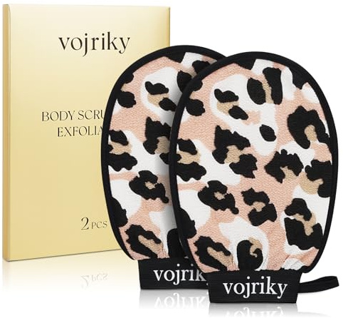 Vojriky Durable Body Scrub, Dead Skin Remover & Body Scrubber Exfoliator, Body Exfoliating Gloves for Shower, washcloth exfoliating, exfoliating Glove for Smooth Skin 2PCS