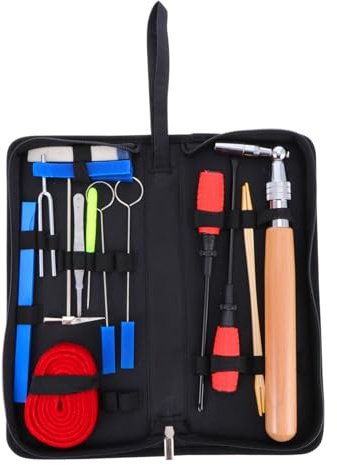 Levemolo 16 Stück Klavierstimmset mit Hammer und Hebel Stimmgabel Temperamentstreifen und Etui für Schüler Klavierzubehör