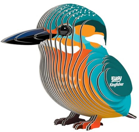 EUGY 650121 Kingfisher, 3D Animal Puzzle for Children and Adults to Assemble, DIY Animal Figure, Craft Set from 6 Years
