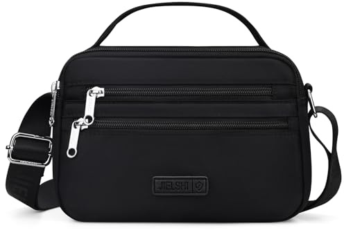JANKS Sac à Bandoulière Femme Moyenne Sacs Bandoulière pour Femmes Nylon Petite Épaule Avec Sangle, Noir