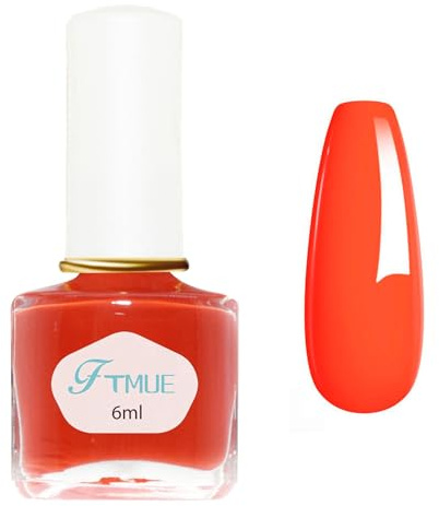 Orange Nail Polish - Neon Orange Nail Varnish - Long Lasting & Quick Dry Bright orange Breathable Nail Polish - High Glossy Chip Resistant Coral Red Nail Varnish for Women DIY Art Manicure