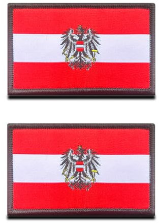2 stycken Österrike, örn, lappar, militär, taktiskt märke, broderat broderi emblem för krok och loop på applikationskläder, uniformer, ryggsäck, mössor, jeans, jackor, byxor, gör-det-själv-tillbehör.