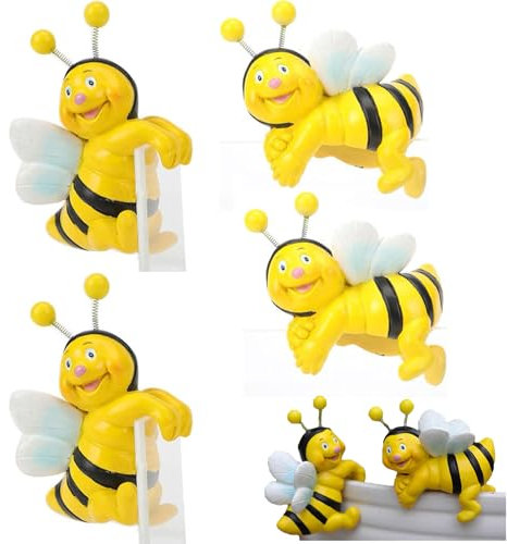 4 Stück Deko Bienen - Garten Deko Biene Figuren Frühling Gartendeko Statue, Tiere Ornament Gartenfigur Für Außen, Harz Statue Deko Bienen, Für Blumentopf, Balkon, Wohnzimmer, Frühlingsdeko (4 PCS)