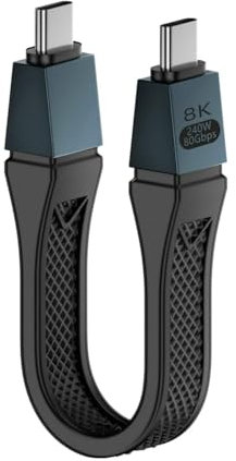 Puiseno Cavo USB C a USB-C Thunderbolt 5/USB 4 Gen 2 corto PD 240 W, 8K 80-120 Gbps Cavo di ricarica FPC Ricarica rapida con tutti i dispositivi, 13 cm