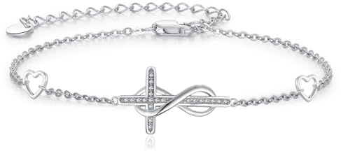 Kreuzarmband für Damen 925 Sterling Silber Opal Unendlichkeits Kreuz Armband Religiöses Schmuck Geschenk für Frauen, Ehefrauen, Mütter, Großmütter