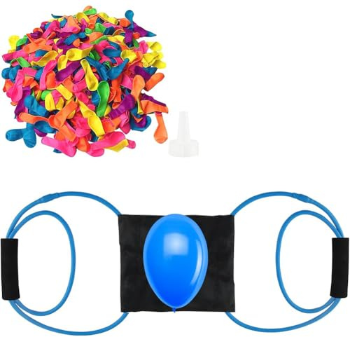 Yuelulala Wasserballonwerfer, 1 Wasserballon Katapult mit 200 Wasserballons, Wasserballons Spiel für Erwachsene Spiele im Freien, Sommerpartys Poolspaß (Blau)(A152-200)