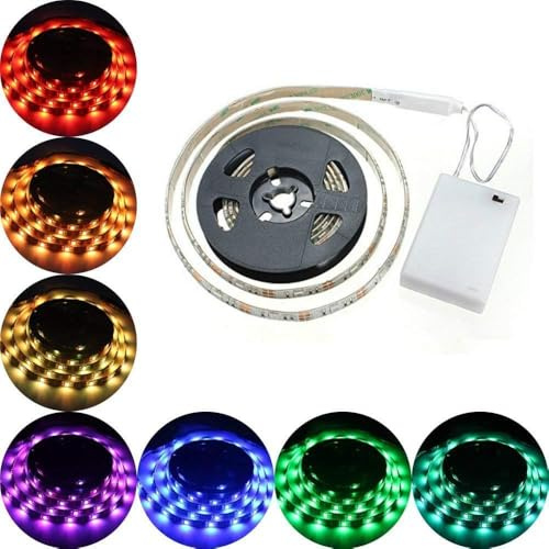 Batteriebetriebene LED-Lichtstreifen, 50 cm, SMD 5050 LED-Lichter für Schlafzimmer, batteriebetrieben, farbwechselnde Lichter mit 3 Tasten, Mini-Steuerung, RGB-flexibles LED-Licht für TV, Party