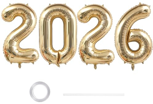 GoldRock XXL Luftballons Silvester Deko 2026 Weißgold, 40 Zoll 2026 Zahlen Luftballons Happy New Year Dekoration, Folienballon 2026 Deko Silvester,Große 2026 Ballons für Jubiläum,Neujahr,Silvesterdeko