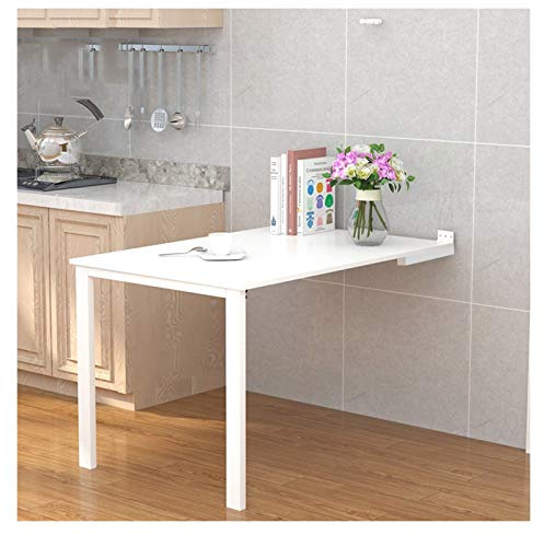 Klappbarer Wandtisch mit Tropfenblatt, E0-Klasse, platzsparend, Küche, Esstisch, Doppelfunktion, Bartisch, weiße Oberfläche, Größe: 90 x 60 cm
