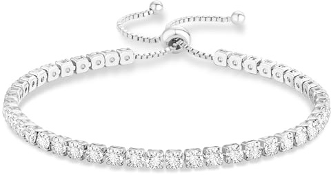 KRKC Verstellbares Tennisarmband Damen, 2/3/4/5mm Breite, 316L Edelstahl | Weißgold / 14K Gelbgold, Hochwertiges Zirkonia Armband mit Feingliedrigkeit, Geschenk für Freundin und Mutter