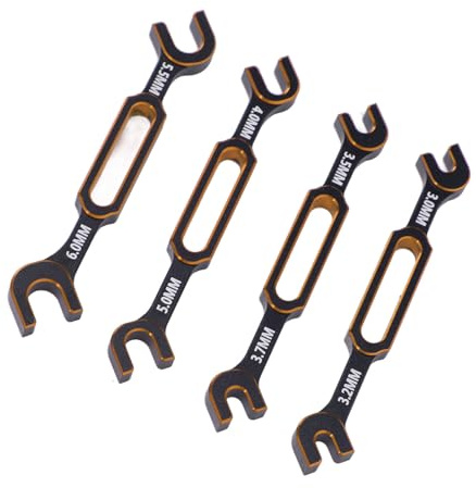 EMUKOEP Aluminum Alloy RC Wrench Set 3.0mm - 6.0mm RC Ball Joint Remover Turnbuckle Nut Universal Repair Tool Kit for Car Boat Drones (Gold)