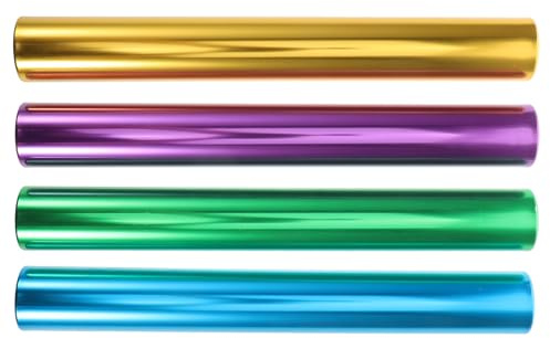 NIYANGLE Bastones de Relevo de Aleación de Aluminio 38 Mm Diámetro 4 Piezas (Morado, Dorado, Verde, Azul) para Relevos en Pista, Palos de Metal Antideslizantes para Entrenamiento Deportivo