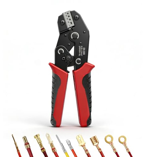 QingWing Crimpadora, 0,25–1,5 mm² Crimpadora Terminales | Gripadoras Terminales Eléctricos con Función de Trinquete, Crimping Tool para Conectores de JST DuPont AMP Deutsch y Delphi