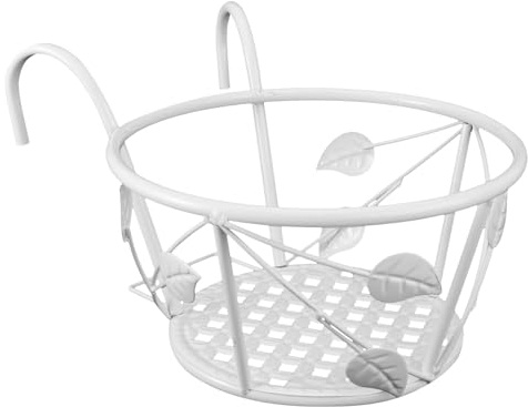 Ciieeo Supporto per Vaso da Fiori Sospeso in Ferro Gancio, Mensola Porta Vasi Rotonda per Balcone, Ringhiera e Giardino, per Piante Carnose e Decorazione Interna ed Esterna