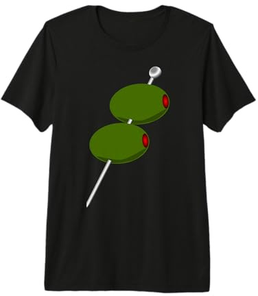 Martini Glass Green Olive Bartender Vodka Gin Cocktail Drink Premium T-Shirt