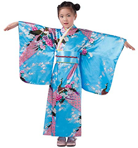 QIUhhpuy Vestito Bambina Elegante Abito tradizionale Costume da ragazza giapponese Abbigliamento per bambini Abiti Kimono per bambini Abito per bambina e gonna Vestito Sottoveste
