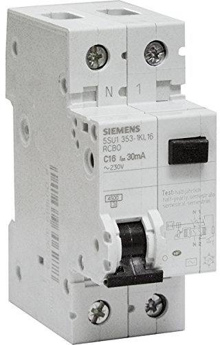 SIEMENS - Disjoncteur différentiel monobloc 16 A 1P+N type CA 30 mA Diagramme C