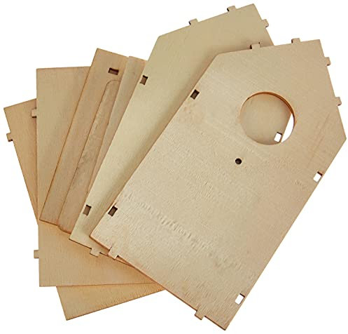Rayher 62224000 Bauset Vogelhaus, Holz, FSC zertifiziert, 11 x 10,5 x 17 cm, 7teilig, Deko-Objekt, Dekoartikel, Deko-Vogelnistkasten