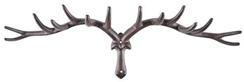 Esschert Design Haken Hirschgeweih L aus Gusseisen, 63,5 x 12,2 x 20,0 cm
