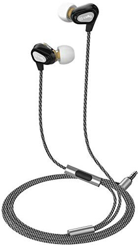 Celly-Dual Driver - Cuffie Stereo, 3,5 mm, Colore: Nero