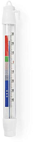 Nedis Analogue Refrigerator & Freezer Thermometer, Plastic, White, Measures Temperature in Cooling Appliances to Prevent Bacteria Growth, -50 to 30 °C, 210mm Height
