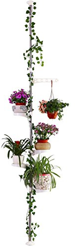 Hershii 5 ebenen Teleskop Blumenregal Höhenverstellbarer Pflanzenständer Halter Blumentopf Ständer Pflanzenregal Hängender Pflanzerkorb für den Innenbereich, Balkon Metall