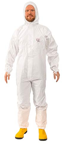 Protec Classic Overall Chemikalienschutzkleidung Schutzanzug EN14126 Kategorie 3 Typ 5/6 weiß XXL