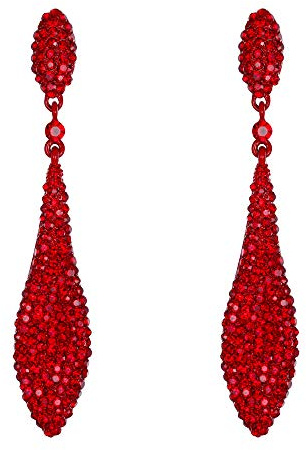 EVER FAITH Damen 2 Blatt glänzend voll Kristall Ohrringe für Damen Party | auffällig Österreichische Ohrstecker für Party Hochzeit glamouröser Look Schwarz