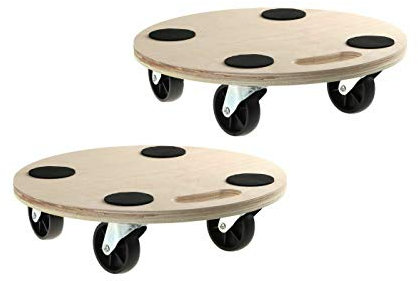 2 Stück Rollbrett Transportroller Fassroller Möbelroller Blumenroller 200kg Rund 380mm