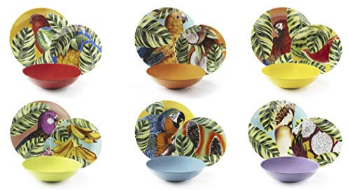 Excelsa Havana - Servicio de platos de 18 piezas, porcelana y cerámica Multicolor