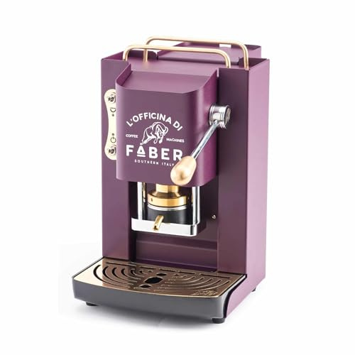 FABER COFFEE MACHINES | Modello Pro Deluxe | Macchina caffe a cialde ese 44mm | Rifiniture ottonato | Pressacialda in ottone regolabile | elettrovalvola di serie (VIOLET)