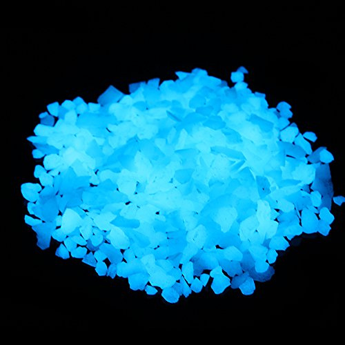 Shiny Stone Glow in The Dark Aquarium Neon Gravel Sand, Decorative Rocks for Fish Tank and Fairy Garden, Home Dec,305g/0.67lbs (Sky Blue, 5-8mm)