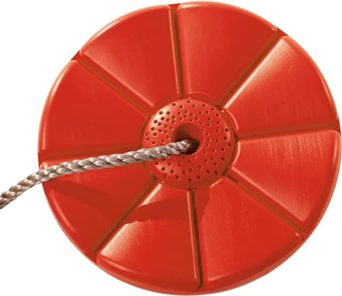 TRIBECCO Schaukel Ø 31 Blume Schaukelrad Schaukelteller Spielplatz Schaukelsitz Anti-Rutsch-Kunststoff rund mit Verstellbarer Seilaufhängung Kinderschaukel - belastbar bis 50 kg (Rot)