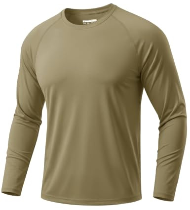 TACVASEN Camisas de Protección UV para Hombre Top de Manga Larga Rash Guard Camiseta de Verano Protección Solar Camiseta de Playa Cian Opaco