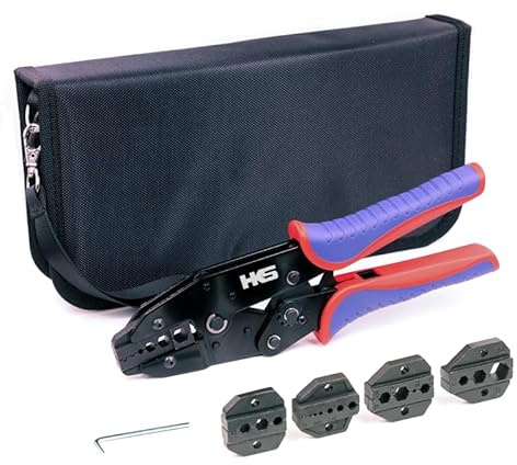 HKS Koax Ratsche Crimpwerkzeug Set für Koax RG Kabel RF Stecker mit 5 wechselbaren Schneideisen