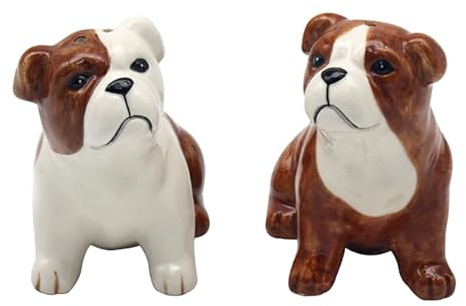 Lesser & Pavey Ensemble salière et poivrière pour tous les types de cuisine | Salière et poivrière en céramique | Design britannique | Salière et poivrière adaptée pour la maison (bouledogue)
