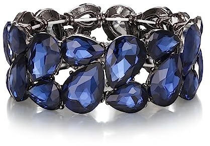 EVER FAITH Stretch Armreif österreichischen Kristall elastische Art Deco elegante Tropfen Vintage Party Armband für Damen klar Silber-Ton