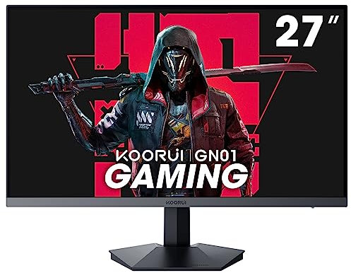 KOORUI 27 Inch Gaming Monitor Full HD (1920 x 1080), 165 Hz,1ms, DCI-P3 90% Color Gamut, Adaptive Sync, (HDMI, DisplayPort) Black