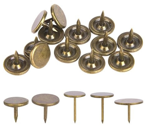 PerGar 100 Stück Polsternägel, Vintage-Polsternägel, Möbelnägel, Nägel für Polstermöbel, Dekorative Nägel, Möbelnägel aus Messing für DIY-Dekoration, Möbel,(Diameter 14MM*total Length 20MM)