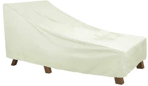 HYPIQQ Gartenliege Abdeckung Wasserdicht Schutzhülle Für Sonnenliege Winterfest Abdeckhaube Liegen Liegestuhl Auflage Gartenmöbel Abdeckplane,Beige,198 * 90 * 41CM