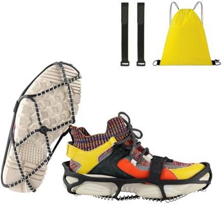 TOURSLOV Anti Rutsch Sohlen Schuhkrallen Schnee EIS – Leichtgewichtige und Rissbeständige Ausführung, Steigeisen Schuhspikes Eiskrallen Schneekette für Stiefel, Crampons Ice Grips Ice Cleats Unisex