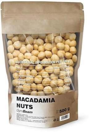 GymBeam Noci di Macadamia Intere 500g, Noci di Macadamia Non Salate dal Sapore Burroso e Croccante, Ricche di Grassi Sani, Prive di Additivi, Ideali per Vegani, Snack Salutare