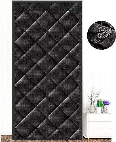 Ygann Rideau de porte magnétique avec protection thermique - Fermeture automatique - Imperméable - Coupe-vent - Pour porte de balcon - Noir foncé - 120 x 210 cm